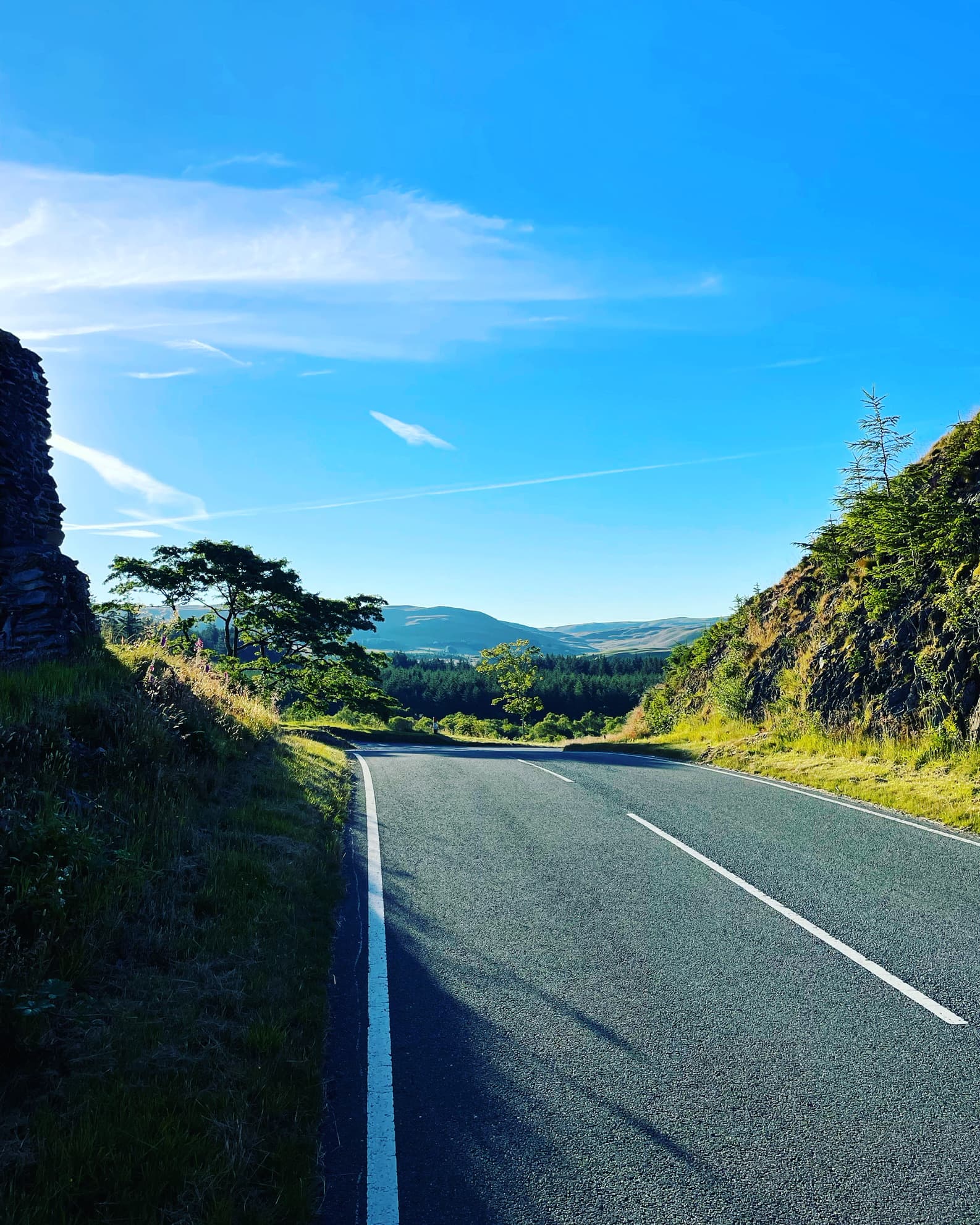 Motorcycle road through Devils Bridge landscape